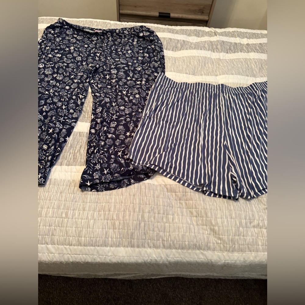 Set of 2 Anybody Tall Lush Jersey  Pajama Women's Pants Sz 3XT Blue